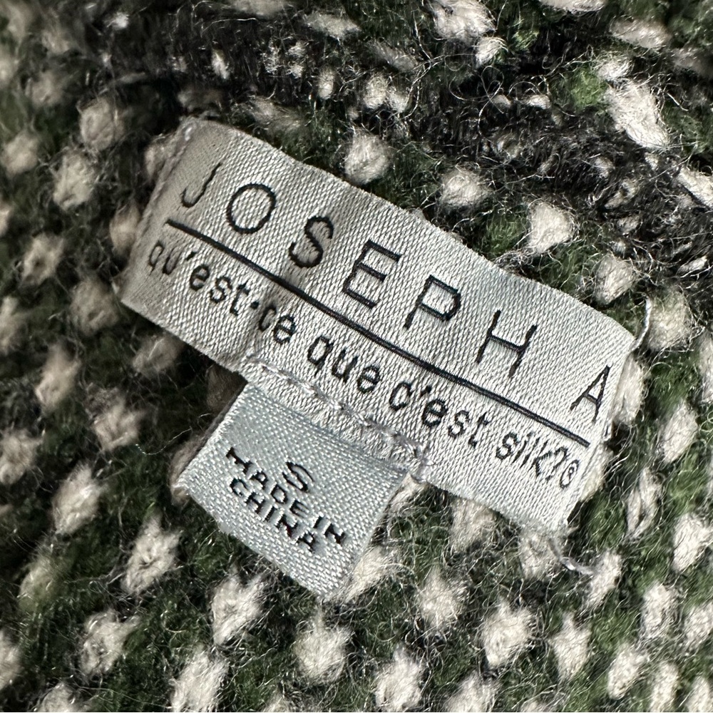 JOSEPH A / Black Green Cream Plaid Long sweater / Small / Preppy Bohemian Fall - Picture 13 of 15